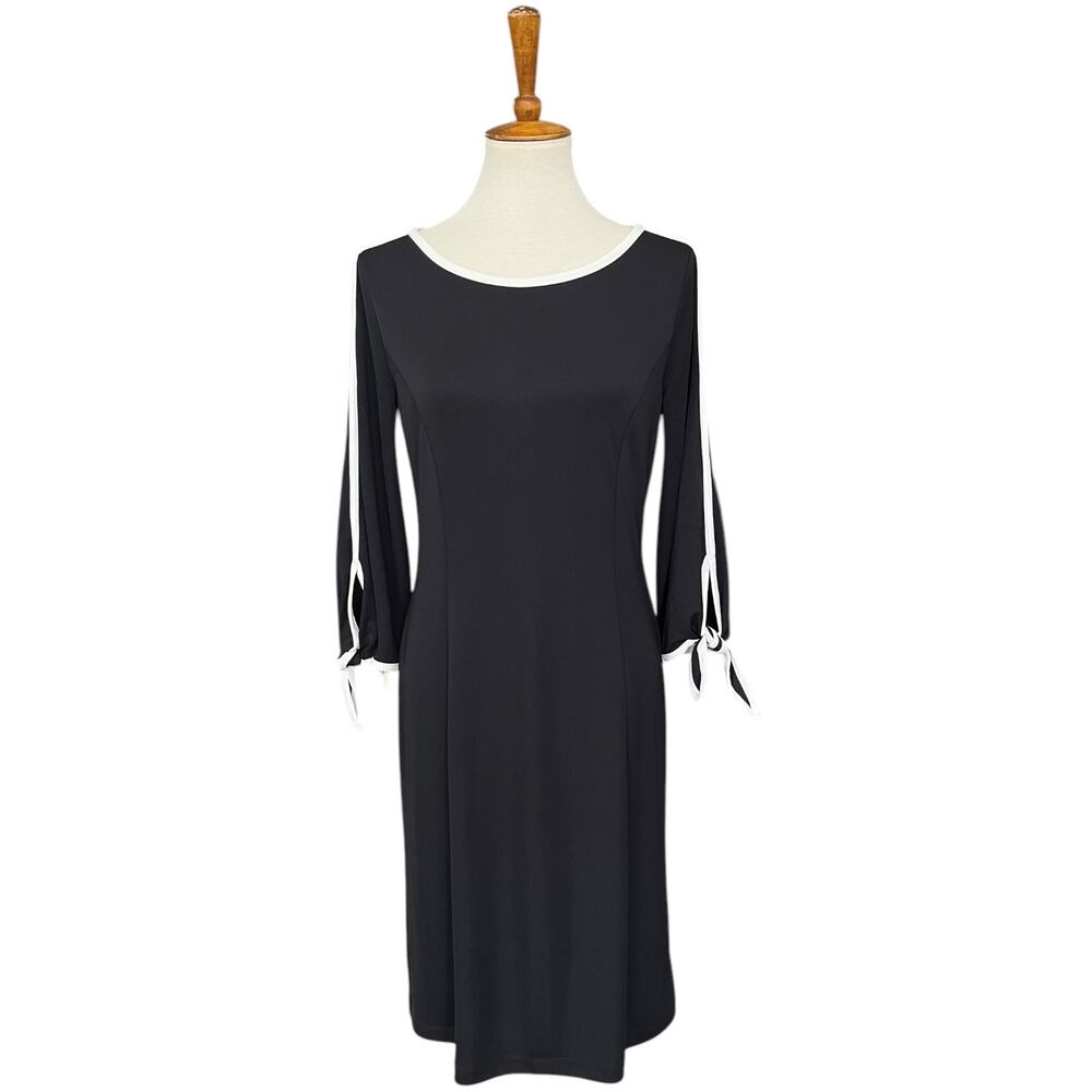NWT Talbots Black Sheath 3/4 Sleeves Stretchy Shift Dress Size Medium